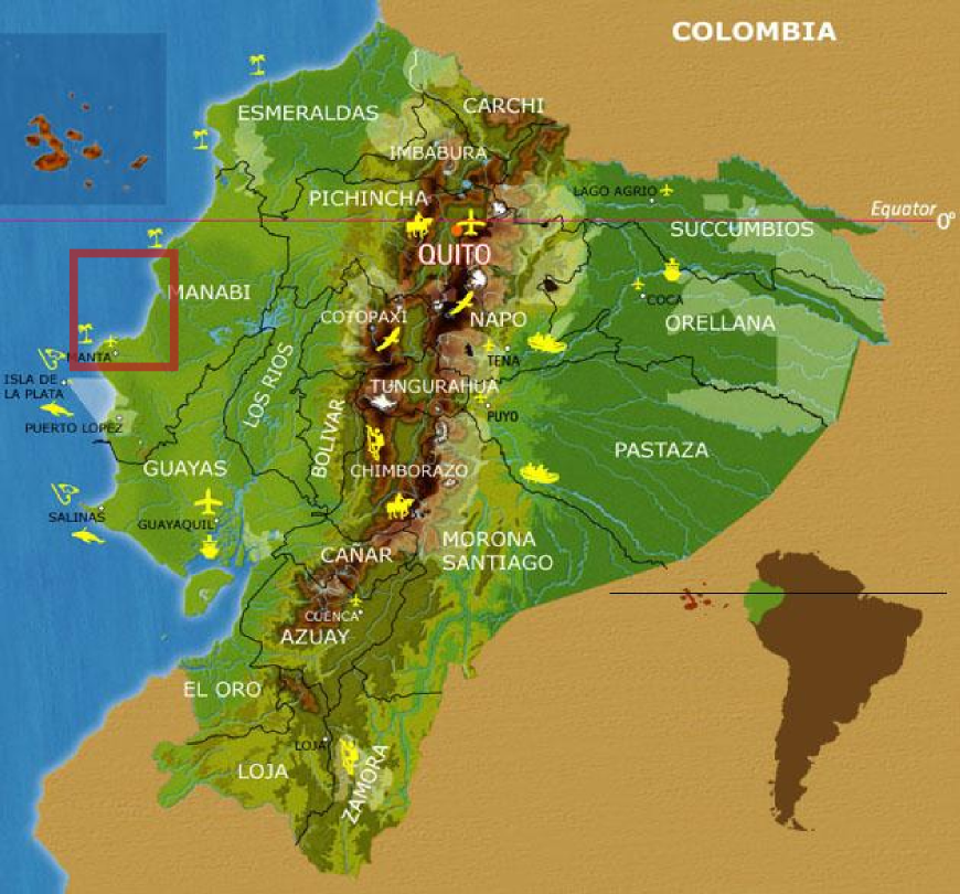 Map of Ecuador and the region where we work