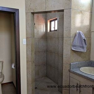 Spacious master ensuite with water closet, walk-in shower and double sinks