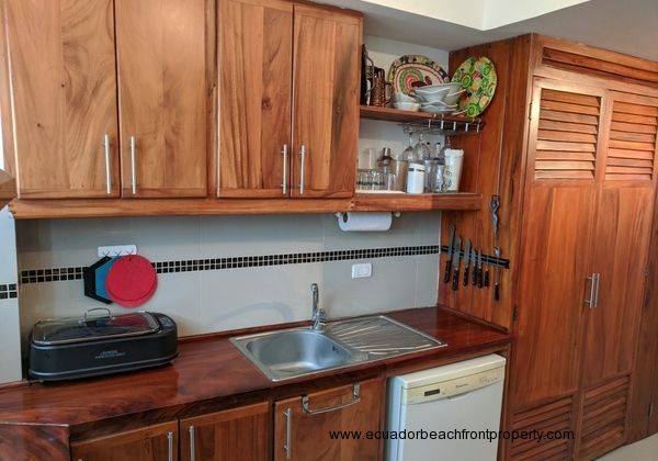 Hardwood cabinetry and counters