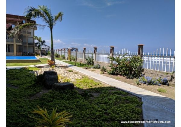 Garden and ocean views from your beachfront patio
