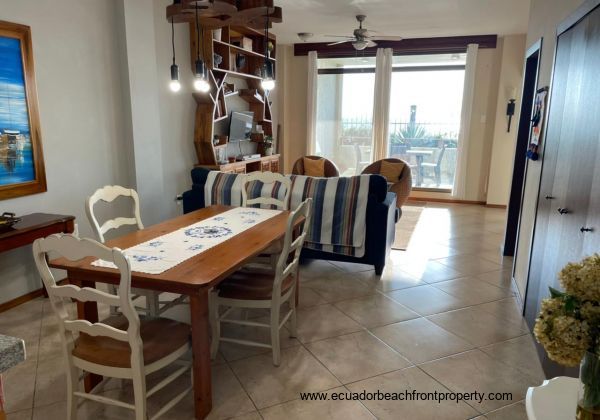 dining area and beachfront living room