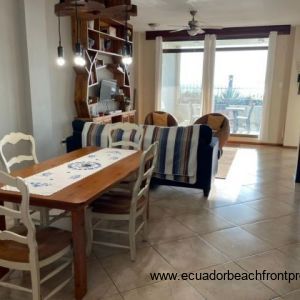 dining area and beachfront living room