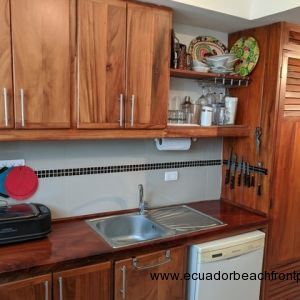 Hardwood cabinetry and counters