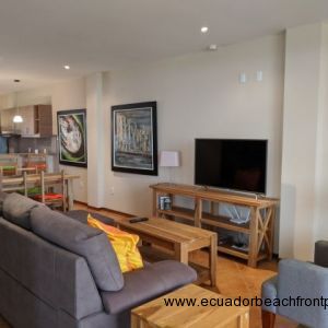 Living area of the open plan layout of this delightful condo.