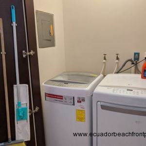 Laundry room with washer and dryer.