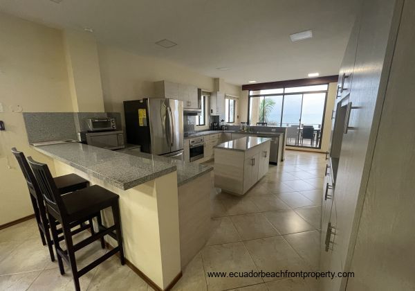 large kitchen with lots of countertop space