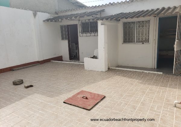 tiled patio with cistern below