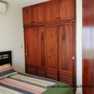 master bedroom with hardwood closets