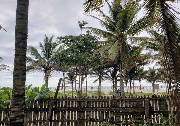 wide sand beach out front