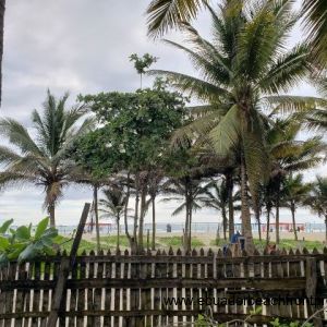 wide sand beach out front