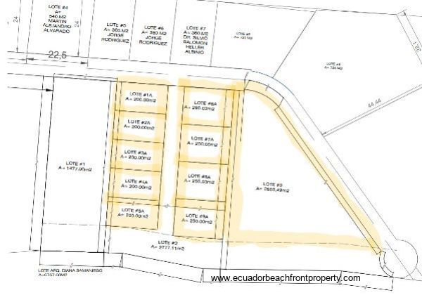 layout and sizes of the 10 lots