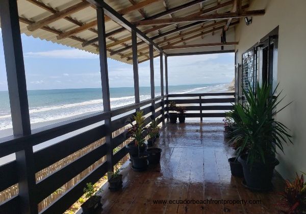 Covered beachfront balcony