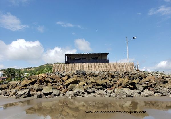 Looking up at the house from the beach