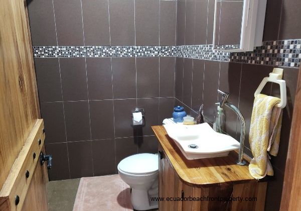 Walk-in shower in ground level bathroom