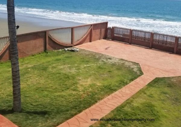 Large oceanfront yard with beach access