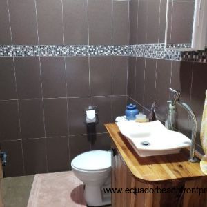 Walk-in shower in ground level bathroom