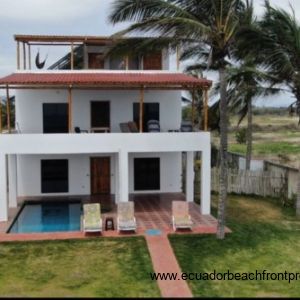 Large oceanfront yard and tiled patio
