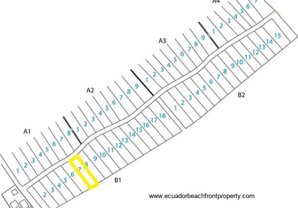Lot for sale indicated with yellow rectangle