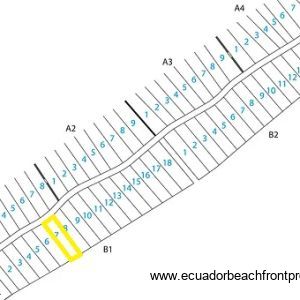 Lot for sale indicated with yellow rectangle