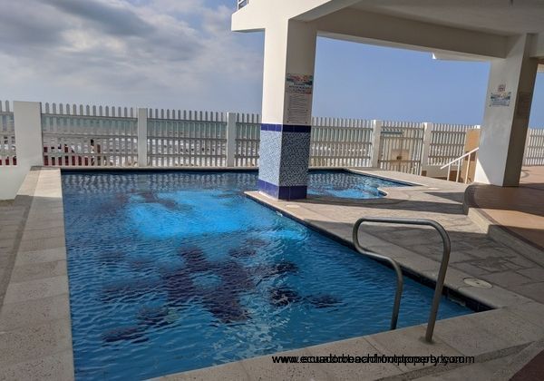 Beautiful sizeable pool with sea views.
