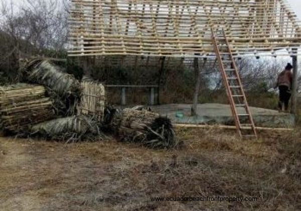 new roof to be put on the bamboo shade structure (palapa)