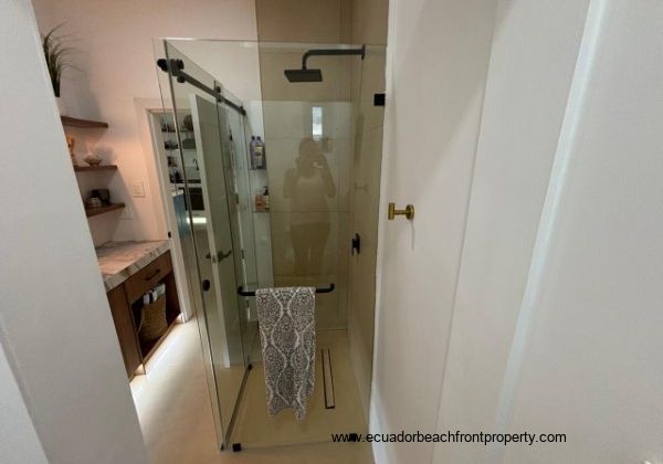 Ground level bathroom with walk in shower