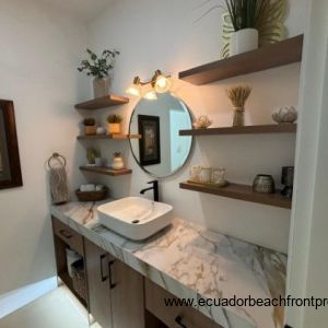 Ground level bathroom with walk in shower