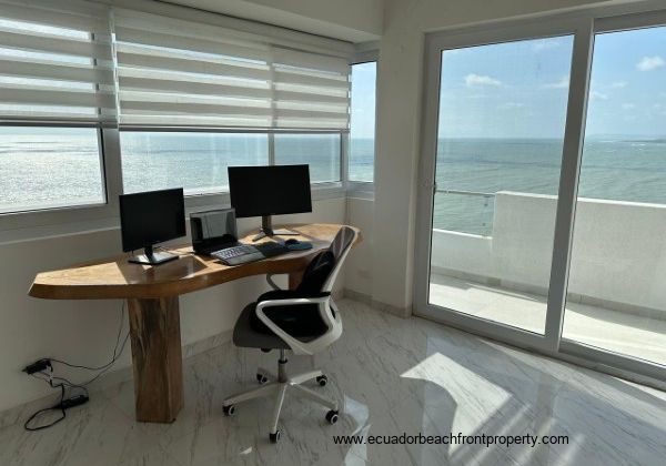 office/den on upper floor with access to oceanfront balcony