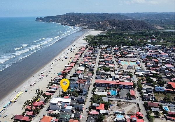 Drone view of the beach in Canoa, Ecuador